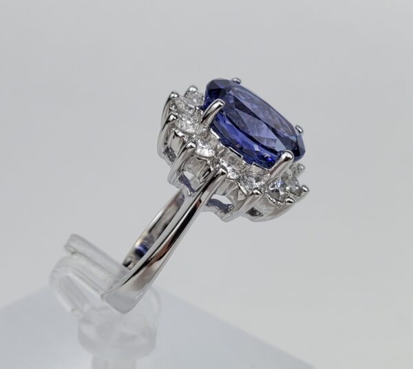 14k White Gold 4.94ct Tanzanite Diamond Halo Cocktail Dinner Ring 6.75'' - Image 5