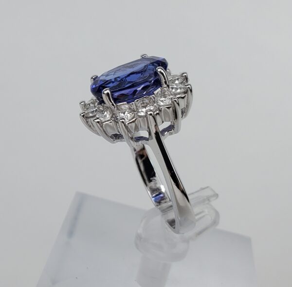 14k White Gold 4.94ct Tanzanite Diamond Halo Cocktail Dinner Ring 6.75'' - Image 6
