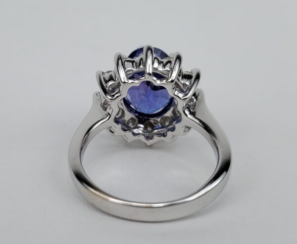 14k White Gold 4.94ct Tanzanite Diamond Halo Cocktail Dinner Ring 6.75'' - Image 8