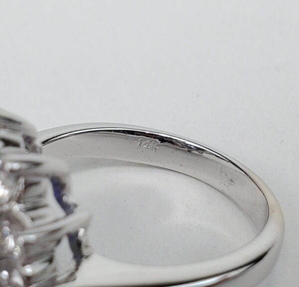 14k White Gold 4.94ct Tanzanite Diamond Halo Cocktail Dinner Ring 6.75'' - Image 9