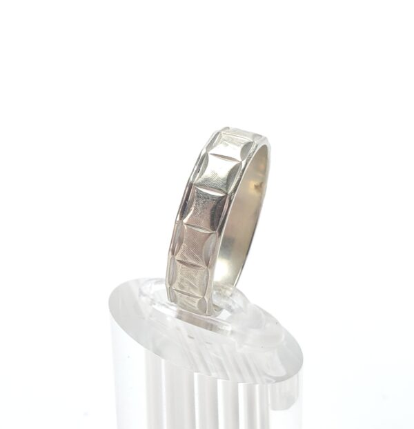 14k White Gold Vintage 5.75mm Squared Textured Mens Band Ring 11.25'' - Image 7