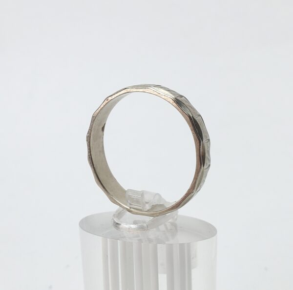 14k White Gold Vintage 5.75mm Squared Textured Mens Band Ring 11.25'' - Image 8