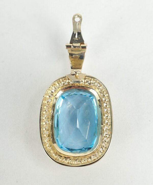 14k Yellow Gold 16ctw Blue Topaz Enhancer Drop Dangle Dangling Pendant 1 3/8'' - Image 6