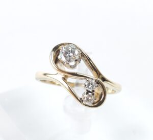 14k Yellow Gold .24ctw Round Brilliant Diamond Bypass Style Ring 5.25''