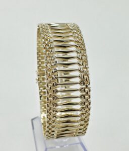 14k Yellow Gold 25mm Wide Open Work Unique Custom Bracelet 8.25''