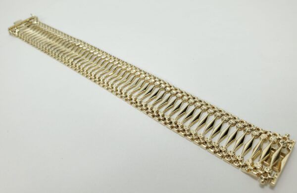 14k Yellow Gold 25mm Wide Open Work Unique Custom Bracelet 8.25'' - Image 4