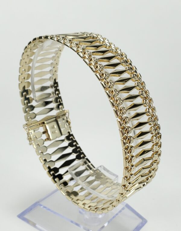 14k Yellow Gold 25mm Wide Open Work Unique Custom Bracelet 8.25'' - Image 7