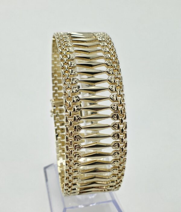 14k Yellow Gold 25mm Wide Open Work Unique Custom Bracelet 8.25''