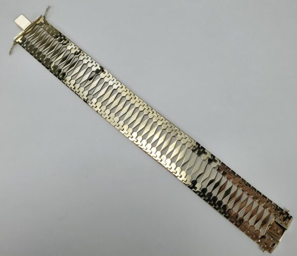 14k Yellow Gold 25mm Wide Open Work Unique Custom Bracelet 8.25'' - Image 8