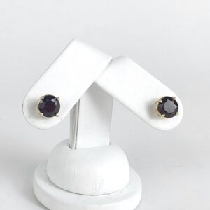 14k Yellow Gold 4ctw Natural Round Brilliant Garnet Stud Earrings