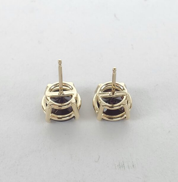 14k Yellow Gold 4ctw Natural Round Brilliant Garnet Stud Earrings - Image 7