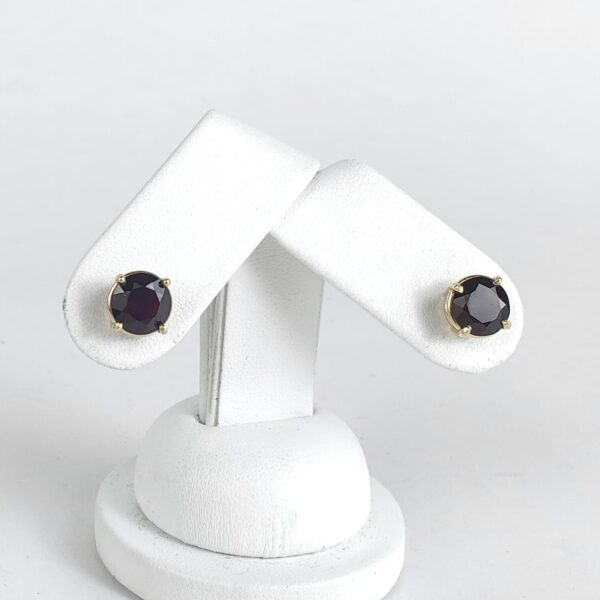 14k Yellow Gold 4ctw Natural Round Brilliant Garnet Stud Earrings