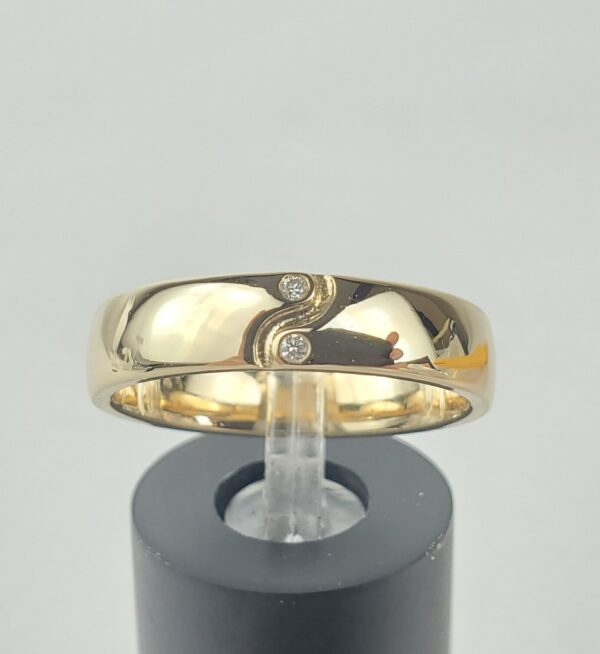 14k Yellow Gold Diamond 5mm Mens Yin-Yang Wedding Style Band Ring 10'' - Image 3