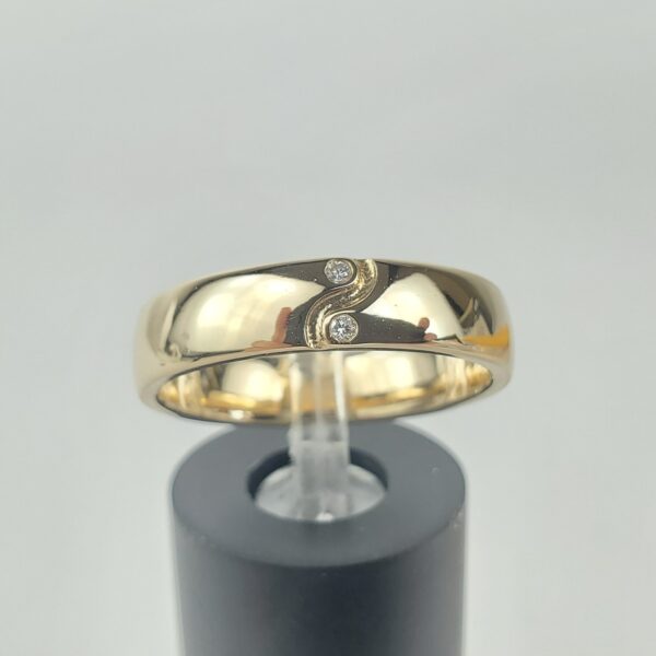 14k Yellow Gold Diamond 5mm Mens Yin-Yang Wedding Style Band Ring 10'' - Image 4