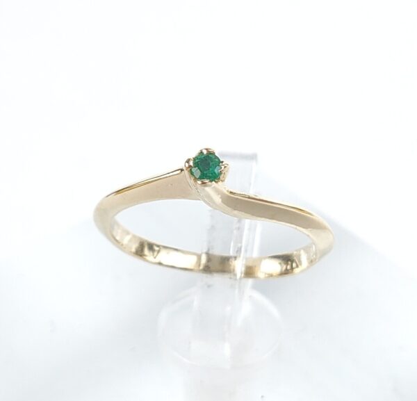 14k Yellow Gold Emerald Childrens Child Kids Toe Solitaire Band Ring 1.25'' - Image 3