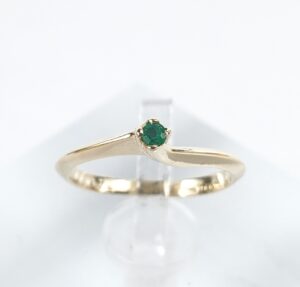 14k Yellow Gold Emerald Childrens Child Kids Toe Solitaire Band Ring 1.25''