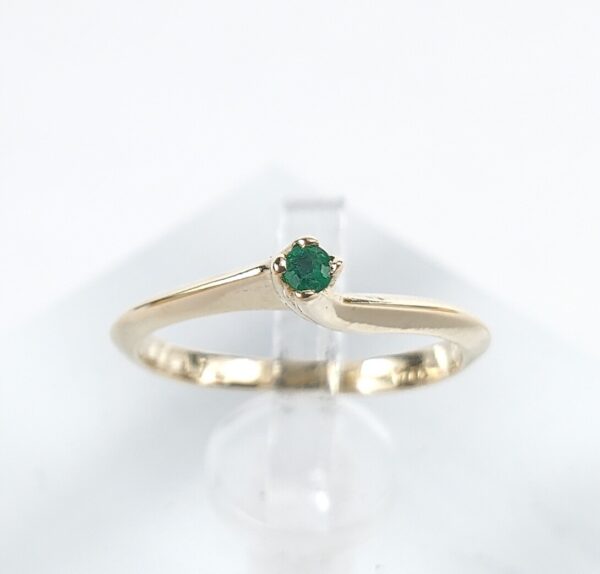14k Yellow Gold Emerald Childrens Child Kids Toe Solitaire Band Ring 1.25''