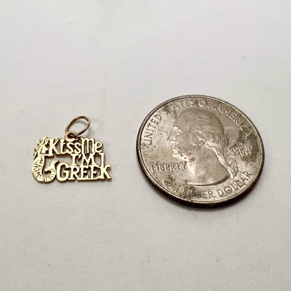 14k Yellow Gold Kiss Me I'm Greek Mermaid Charm - Image 5