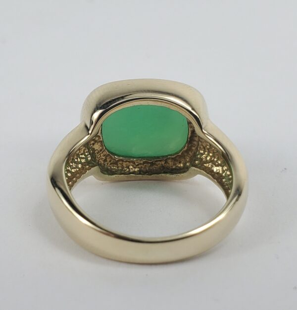 14k Yellow Gold Nabco Chrysoprase Cabochon Solitaire Cocktail Ring 5'' - Image 8