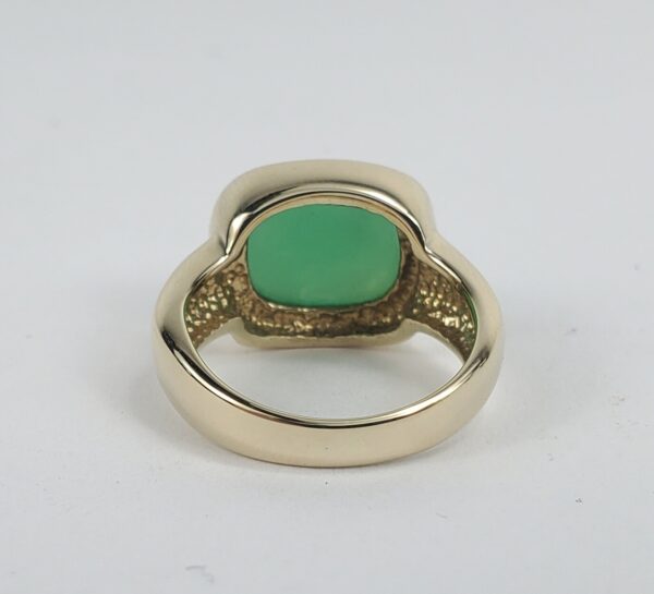14k Yellow Gold Nabco Chrysoprase Cabochon Solitaire Cocktail Ring 5'' - Image 9