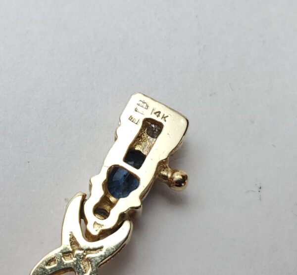 14k Yellow Gold Natural Blue Sapphire Diamond X Link Infinity Tennis Bracelet - Image 10