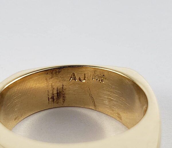 14k Yellow Gold Natural Lapis Lazuli Mens Unisex 11mm Wide Band Ring 6.5'' - Image 8