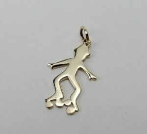 14k Yellow Gold Roller Skater Person Skating Roller Bladder Drop Pendant 1''
