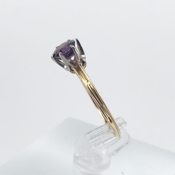 14k Yellow Gold Vintage Purple Garnet Doublet Solitaire Engagement Style Ring - Image 6