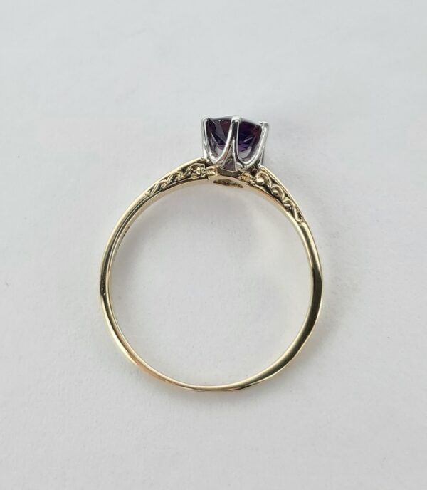 14k Yellow Gold Vintage Purple Garnet Doublet Solitaire Engagement Style Ring - Image 8