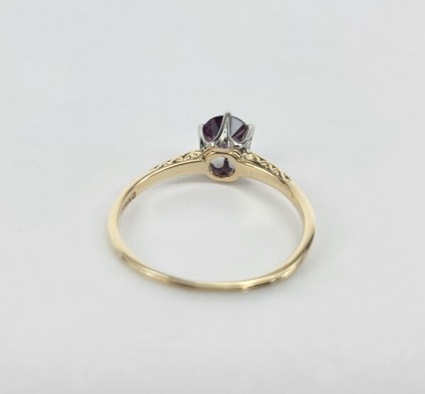 14k Yellow Gold Vintage Purple Garnet Doublet Solitaire Engagement Style Ring - Image 9