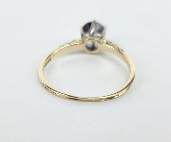 14k Yellow Gold Vintage Purple Garnet Doublet Solitaire Engagement Style Ring - Image 10