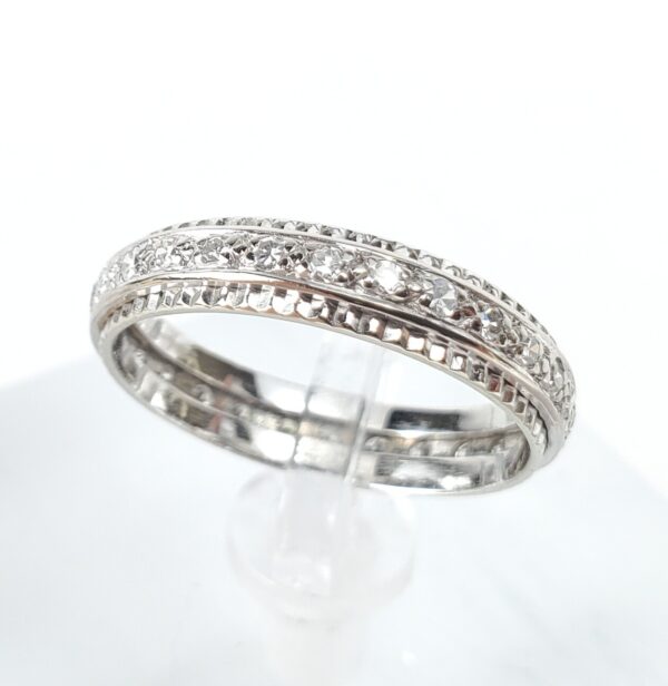 18k White Gold 3.9mm Vintage .28ctw Diamond Eternity Band Ring 6'' - Image 3