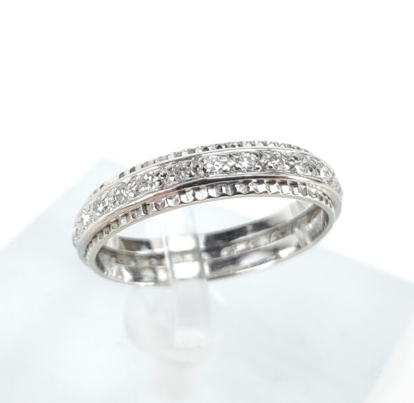 18k White Gold 3.9mm Vintage .28ctw Diamond Eternity Band Ring 6'' - Image 4