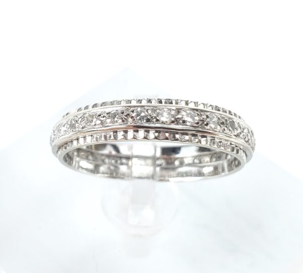 18k White Gold 3.9mm Vintage .28ctw Diamond Eternity Band Ring 6''