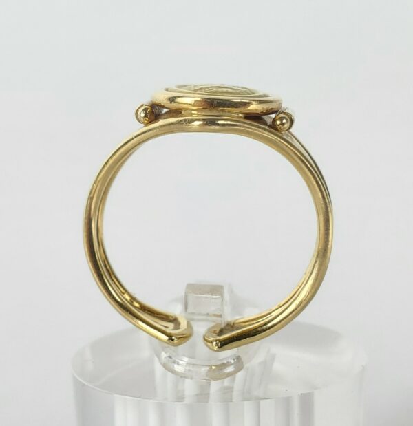 18k Yellow Gold Cameo Aphrodite Love Beauty Cigar Band Cuff Ring 6.5'' Italy - Image 7