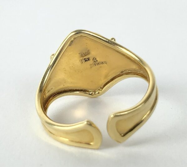 18k Yellow Gold Cameo Aphrodite Love Beauty Cigar Band Cuff Ring 6.5'' Italy - Image 8