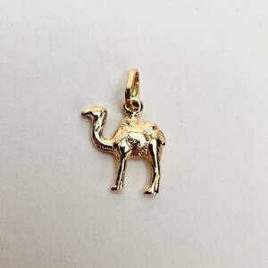 18k Yellow Gold Dromedary Camel Charm Drop Pendant 1''