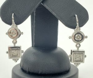 18k/14k White Gold .40ctw Diamond Drop Dangle Geometric Dangling Earrings