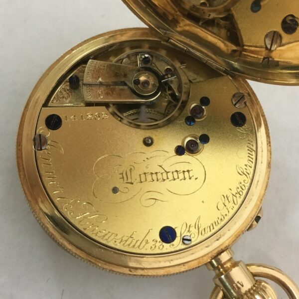 Antique Victorian Jenner & Knewstub Half Hunter 18k Gold Pocket Watch - Image 11