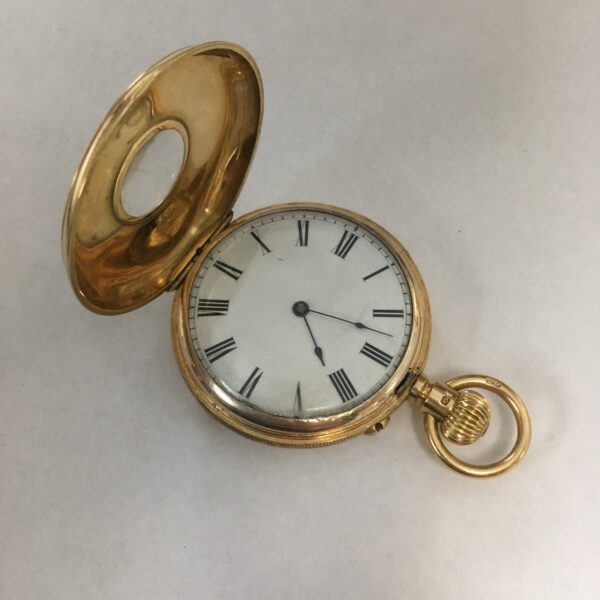 Antique Victorian Jenner & Knewstub Half Hunter 18k Gold Pocket Watch - Image 3