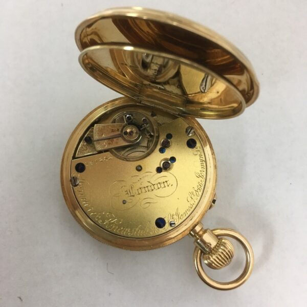 Antique Victorian Jenner & Knewstub Half Hunter 18k Gold Pocket Watch - Image 10