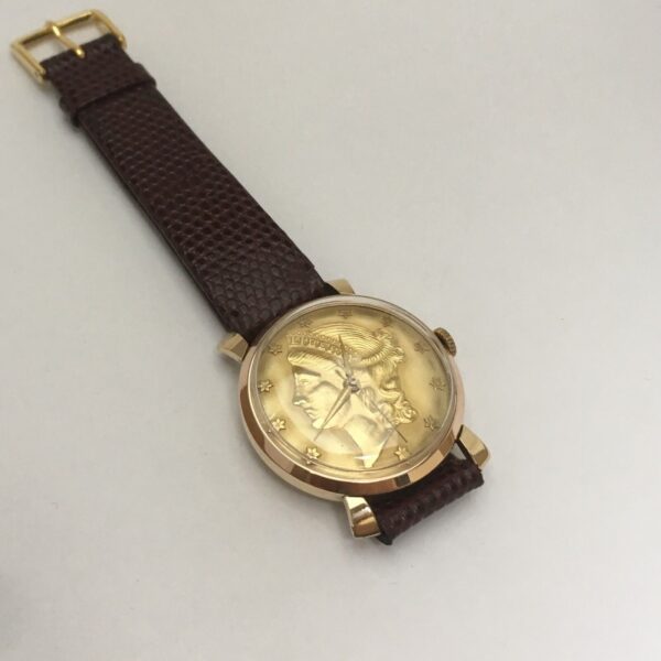 BWC London Coin Dial 9k Gold Case Mechanical Manual Wind Watch - Image 3