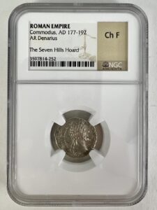 Commodus AR Denarius AD 177-192 The Seven Hills Hoard NGC Ch F