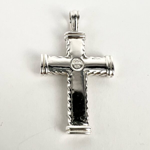 David Yurman 925 Sterling Silver Black Diamond Chevron Cross Pendant 2'' - Image 7