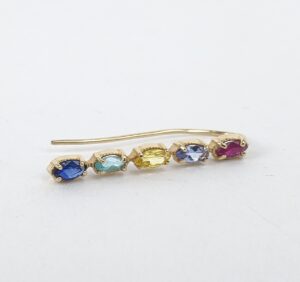 Eden Presely 14k Yellow Gold Multi-Gemstone Ladder Bar Hook Single Earring