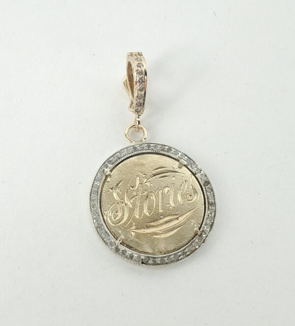 Heavenly Vices 10k Gold 925 Silver Diamond Stories Antique Love Token Pendant - Image 3