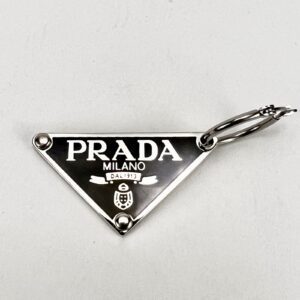 PRADA Sterling Silver Palladium Finish Symbole Right Earring