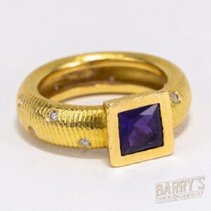 Paul Morelli Amethyst 18k Yellow Gold Eternity Diamond Ring