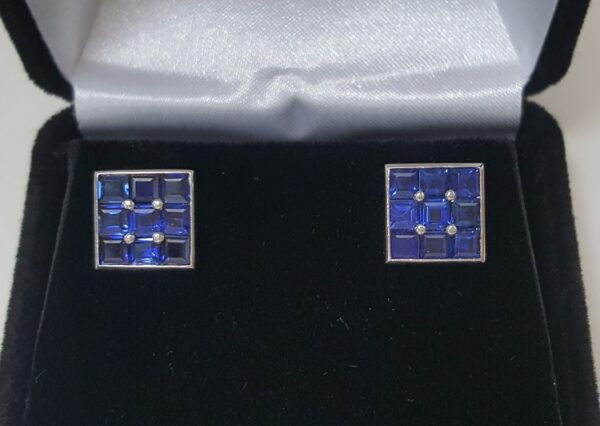 Platinum 1.50ctw Natural Unheated Untreated Blue Sapphire Earrings - Image 3