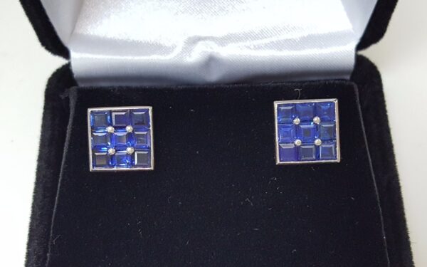 Platinum 1.50ctw Natural Unheated Untreated Blue Sapphire Earrings - Image 4